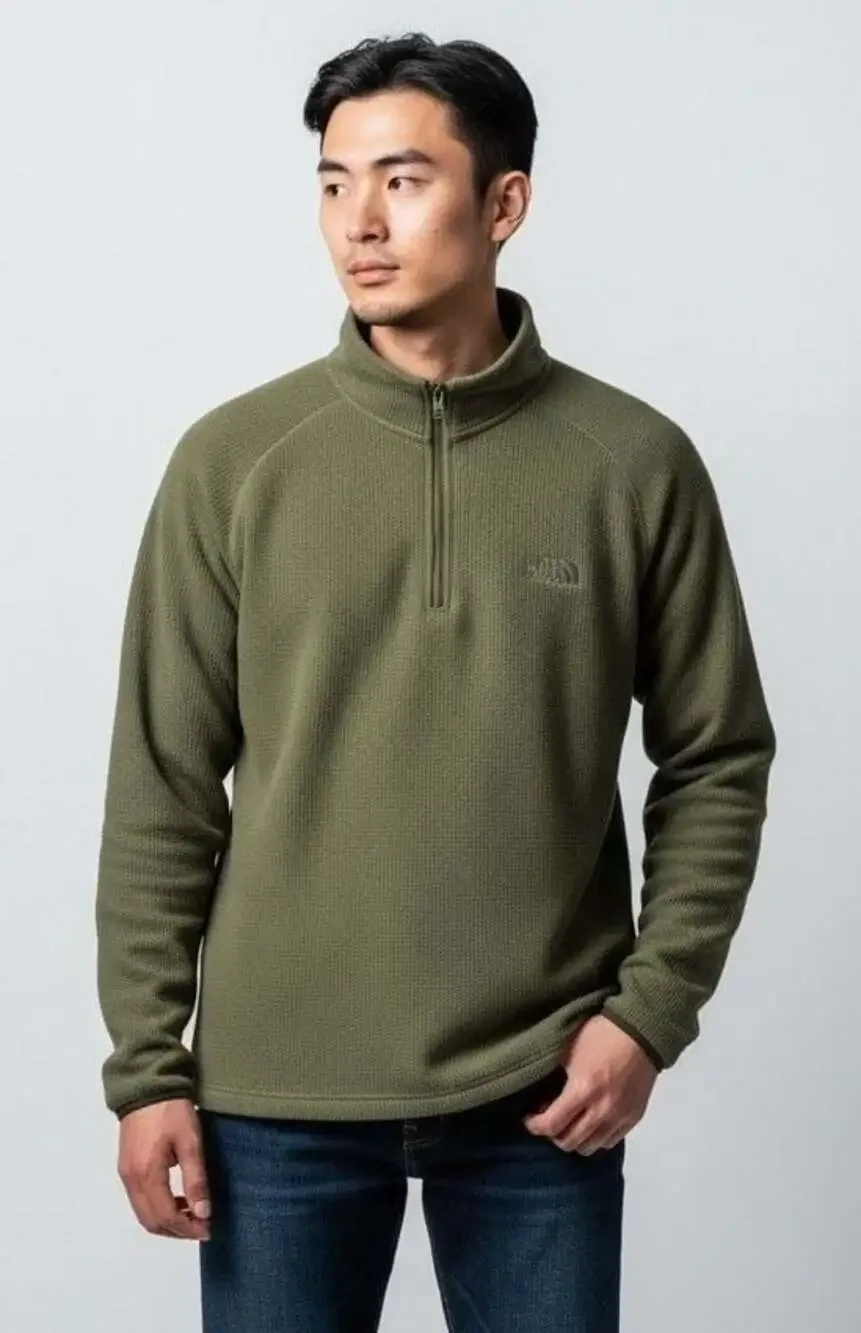 The North Face Men's Green Dotknit Thermal Quarter-Zip Pullover Fleece Size M